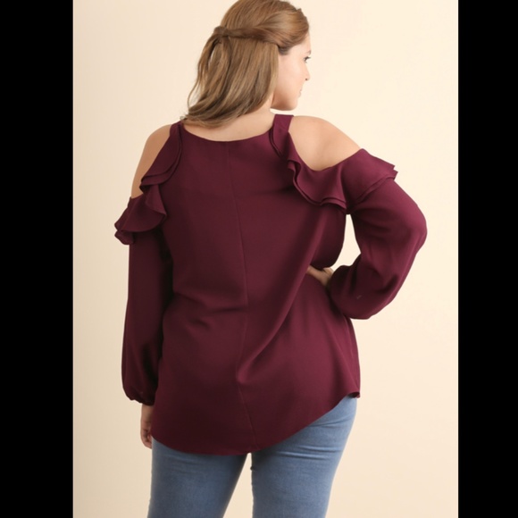 NWT Umgee Cold Shoulder Blouse - Picture 2 of 2